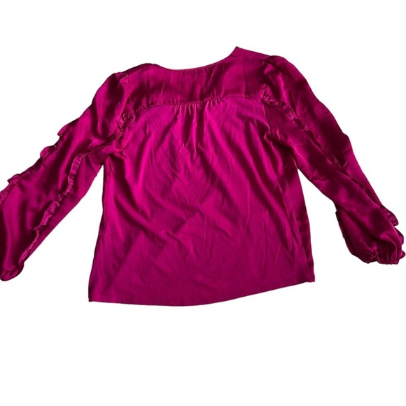 Loft - Womens Fuchsia Ruffled Long Sleeve Top Sz. PS - Picture 7 of 8